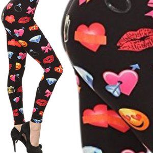 Leggings - Butter Soft US Women's Size 3-14 - Emoji Love